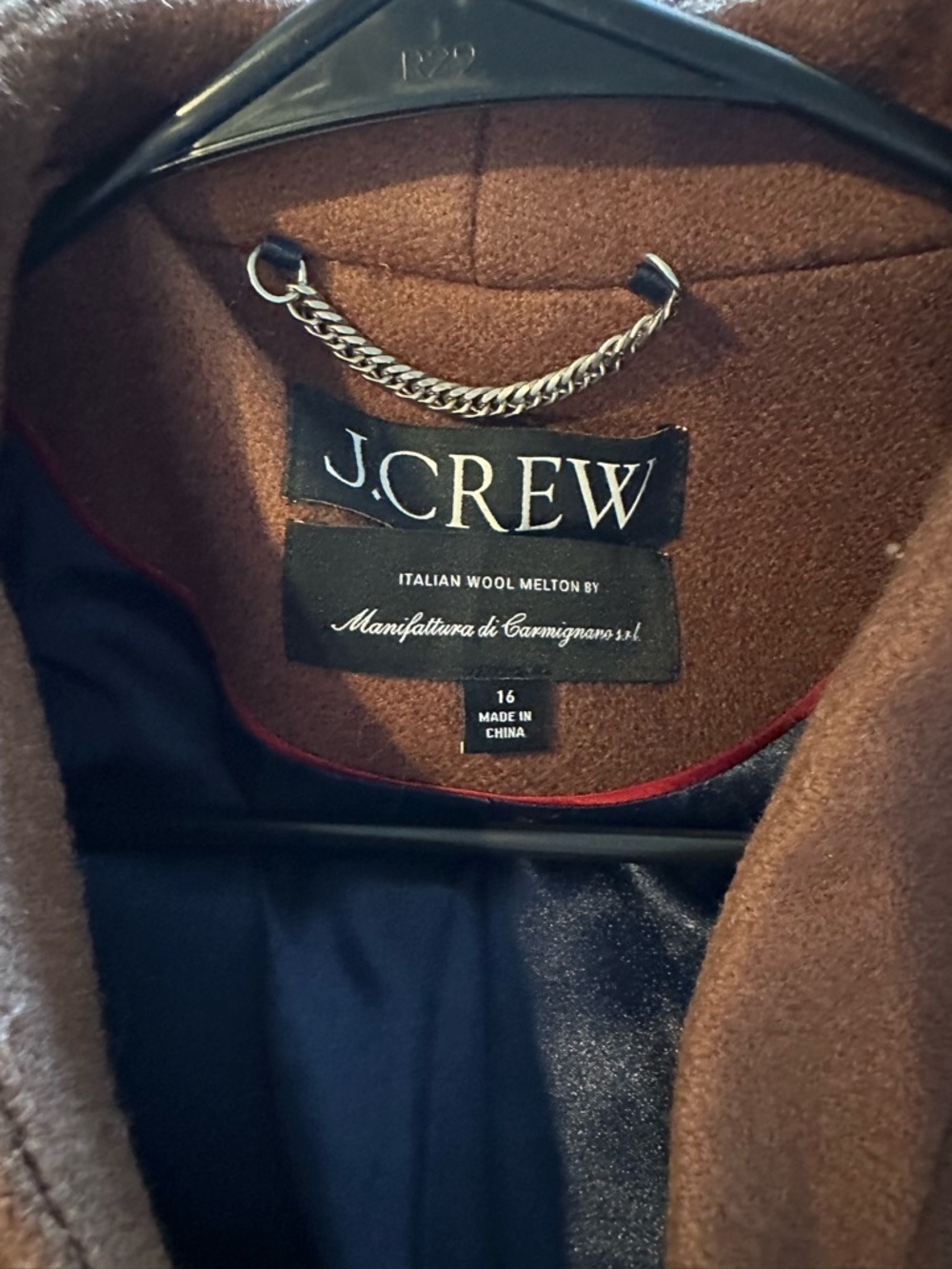 J. Crew Women's Camel/Tan Single-Breasted Wool Coat Size 16 - Picture 2 of 2